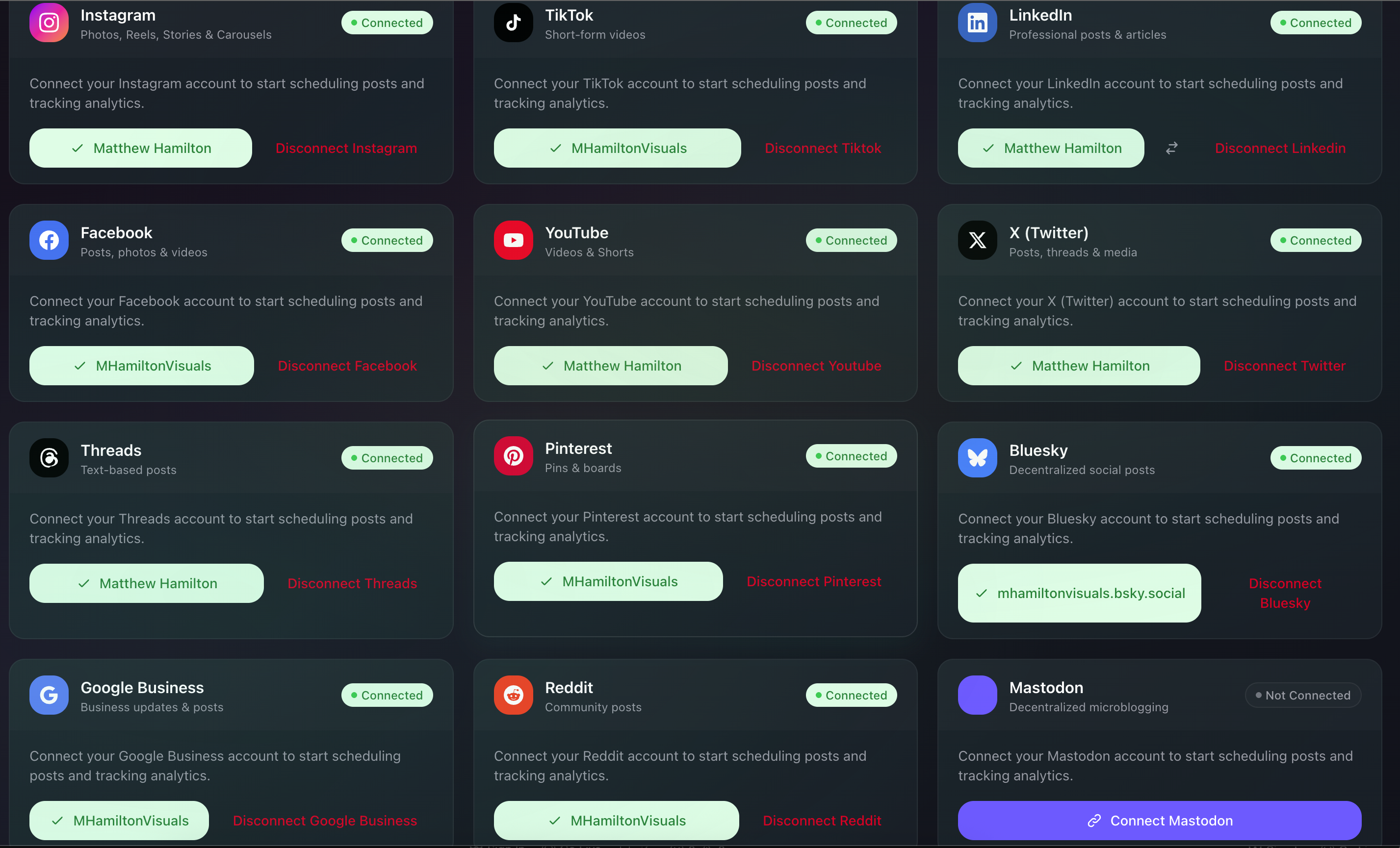 StudioFlows with Instagram, TikTok, LinkedIn, Facebook, YouTube, X, Threads, Pinterest, Bluesky and more all connected in one place